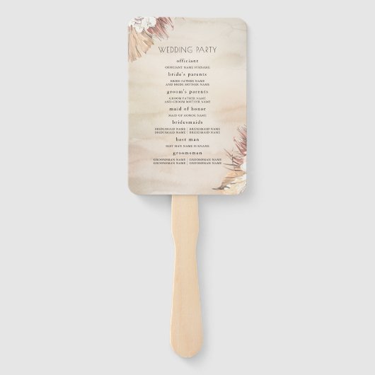 Orchideeën en Gedroogde Palmen Tropische Bruiloft Handwaaier (Achterkant)