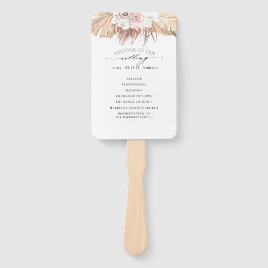 Orchideeën en Gedroogde Palmen Tropische Bruiloft  Handwaaier (Voorkant)