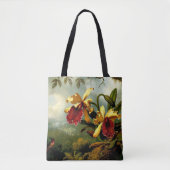 Orchideeën en Hummingbird, botanische kunst, Tote Bag (Voorkant)