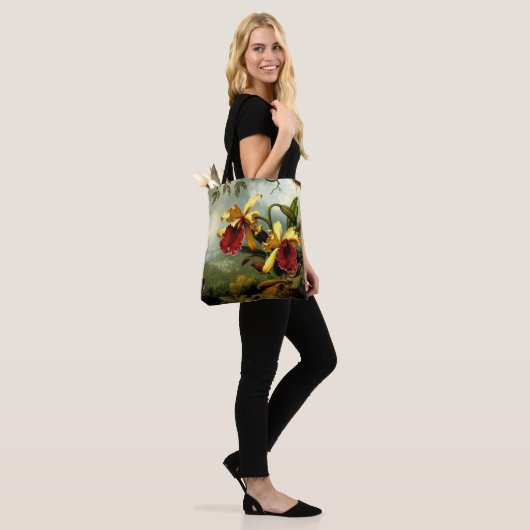 Orchideeën en Hummingbird, botanische kunst, Tote Bag (Op model)