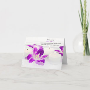 Orchideeën en kaarsen Dank u van de Familie Bedankkaart