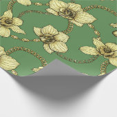 Orchideeën en kettingen, geel en geelgroen cadeaupapier (Hoek)