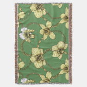 Orchideeën en kettingen, geel en geelgroen deken (Voorkant Verticaal)