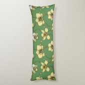 Orchideeën en kettingen, geel en geelgroen lichaamskussen (Achterkant (Verticaal))