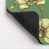 Orchideeën en kettingen, geel en geelgroen muismat (Hoek)