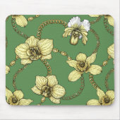 Orchideeën en kettingen, geel en geelgroen muismat (Voorkant)