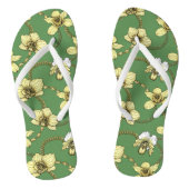 Orchideeën en kettingen, geel en geelgroen teenslippers (Voetbed)