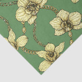 Orchideeën en kettingen, geel en geelgroen tissuepapier (Detail)