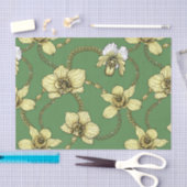 Orchideeën en kettingen, geel en geelgroen tissuepapier (Craft)