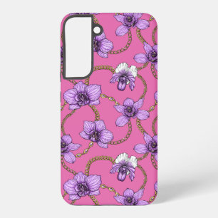 Orchideeën en kettingen, paars en roze samsung galaxy hoesje