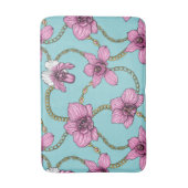 Orchideeën en kettingen, roze en blauw badmat (Voorkant Verticaal)