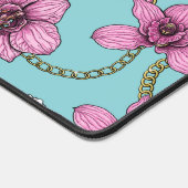 Orchideeën en kettingen, roze en blauw bureaumat (Hoek)