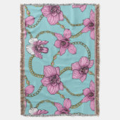 Orchideeën en kettingen, roze en blauw deken (Voorkant Verticaal)