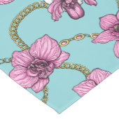 Orchideeën en kettingen, roze en blauw korte tafelloper (Hoek)