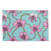 Orchideeën en kettingen, roze en blauw kussensloop (Achterkant-Rechts)