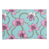 Orchideeën en kettingen, roze en blauw kussensloop (Voorkant-Rechts)