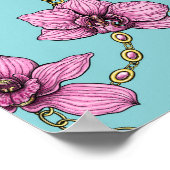 Orchideeën en kettingen, roze en blauw poster (Hoek)