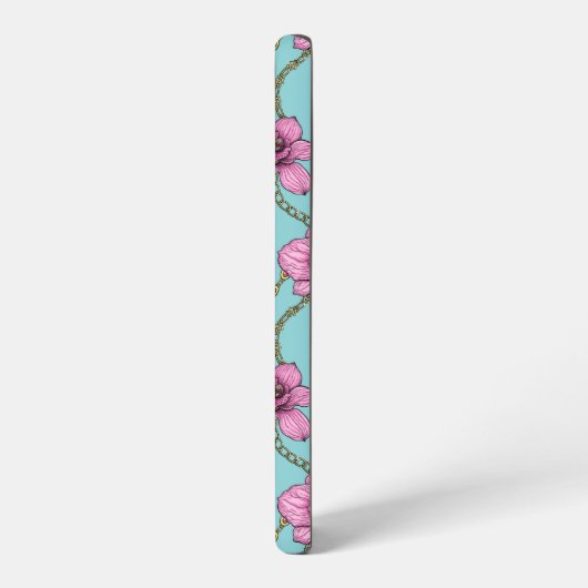 Orchideeën en kettingen, roze en blauw samsung galaxy hoesje (Linkerkant)