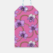 Orchideeën en kettingen, violet en roze cadeaulabel (Achterkant)