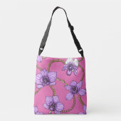Orchideeën en kettingen, violet en roze crossbody tas (Achterkant)