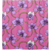 Orchideeën en kettingen, violet en roze douchegordijn (Voorkant)
