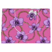 Orchideeën en kettingen, violet en roze groot cadeauzakje (Voorkant)