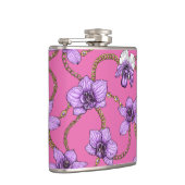 Orchideeën en kettingen, violet en roze heupfles (Rechts)