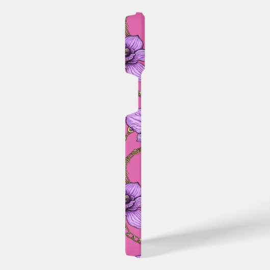 Orchideeën en kettingen, violet en roze iPhone hoesje (Rechterkant)