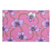 Orchideeën en kettingen, violet en roze kussensloop (Achterkant-Links)