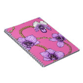 Orchideeën en kettingen, violet en roze notitieboek (Rechterzijde)