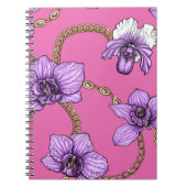 Orchideeën en kettingen, violet en roze notitieboek (Voorkant)