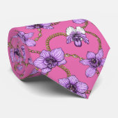 Orchideeën en kettingen, violet en roze stropdas (Opgerold)