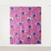 Orchideeën en kettingen, violet en roze wandkleed (Voorkant)