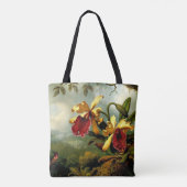 Orchideeën en Kolibrie, botanische kunst, Tote Bag (Achterkant)