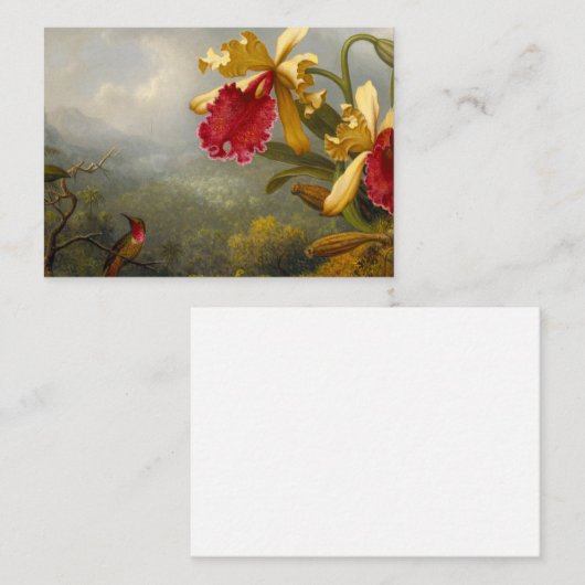 Orchideeën en kolibrie kop informatiekaartje (Voorkant / Achterkant)