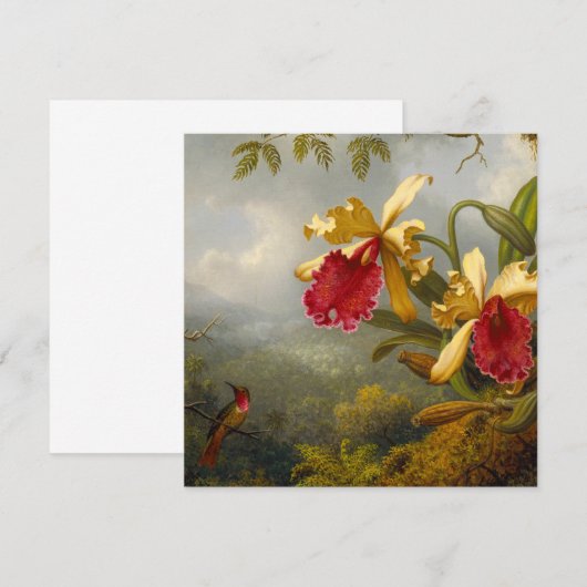 Orchideeën en kolibrie kop kaart (Voorkant / Achterkant)