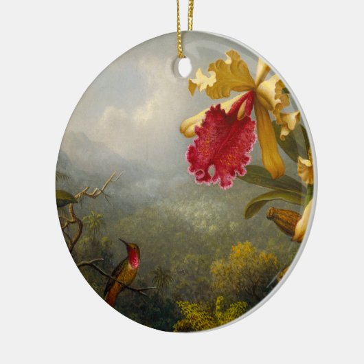 Orchideeën en kolibrie kop keramisch ornament (Links)