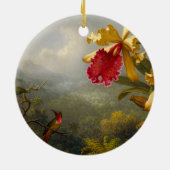 Orchideeën en kolibrie kop keramisch ornament (Achterkant)