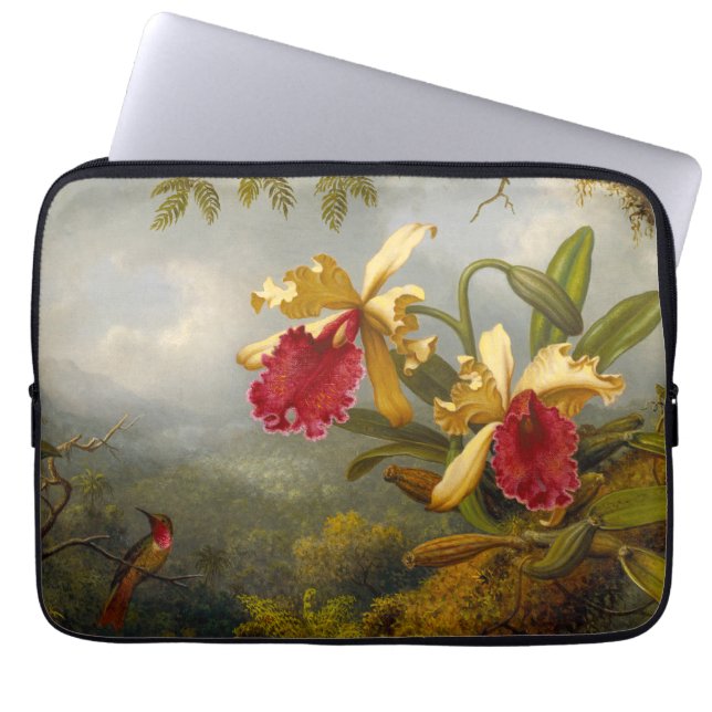 Orchideeën en kolibrie kop laptop sleeve (Voorkant)