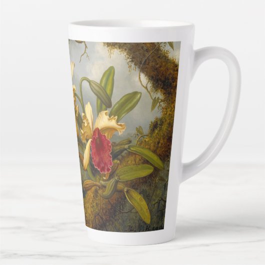 Orchideeën en kolibrie kop latte Mok (Rechts)