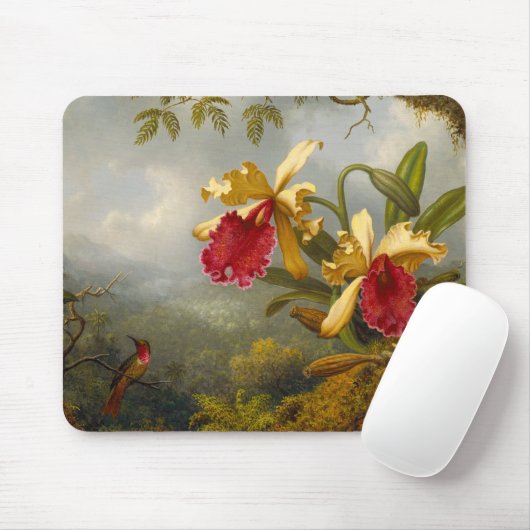 Orchideeën en kolibrie kop muismat (Met muis)