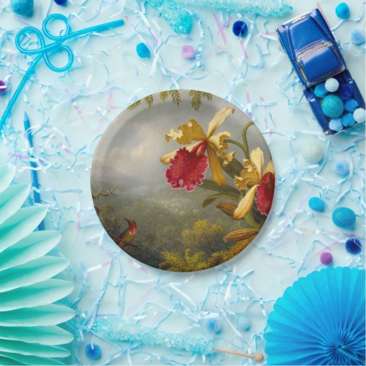 Orchideeën en kolibrie kop papieren bordje (Feest)