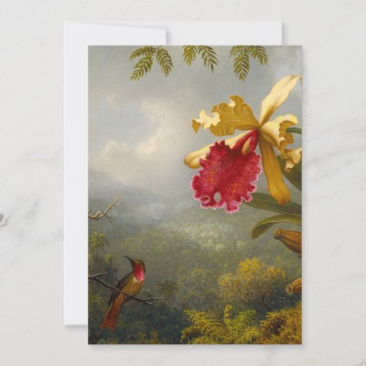Orchideeën en kolibrie kop save the date (Voorkant)
