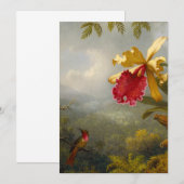 Orchideeën en kolibrie kop save the date (Voorkant / Achterkant)