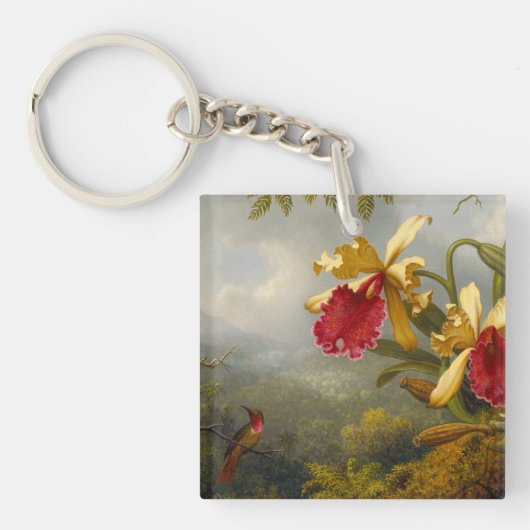 Orchideeën en kolibrie kop sleutelhanger (Voorkant)