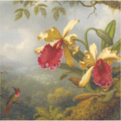 Orchideeën en kolibrie kop sticker (Voorkant)