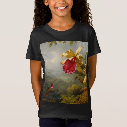 Orchideeën en kolibrie kop t-shirt (Voorkant)