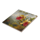 Orchideeën en kolibrie kop tegeltje (Zijkant)