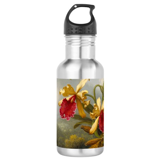 Orchideeën en kolibrie kop waterfles (Voorkant)