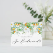 Orchideeën en Kumquats zullen mijn Jr Bridesmaid z Briefkaart (Staand voorkant)
